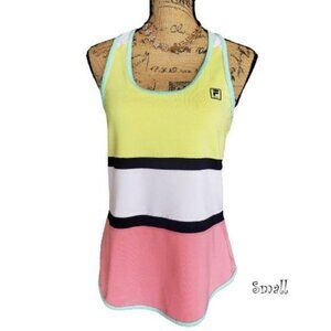 Fila Sport Womens Tank S Pastel Yellow White Pink Racerback Gym Activewear Sport